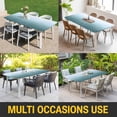 thumbnail image 5 of Coastal Wave Table Cloths for 8 Foot Rectangle Tables, Summer Ocean Nautical Beach Ombre Sky Blue Patio Waterproof Elastic Fitted Tablecloths, Washable Rectangular Table Cover for Camping, 5 of 8