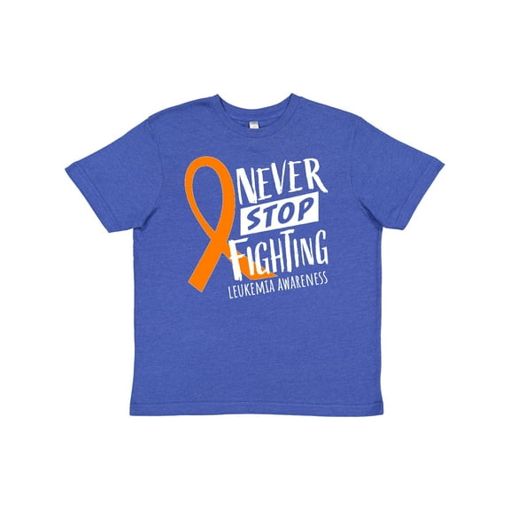 Inktastic Never Stop Fighting Leukemia Awareness Orange Ribbon Youth T-Shirt