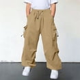 thumbnail image 2 of JAJAHO Kids Cargo Pants With Multiple Pockets Boys Girls Elastic Waist Loose Fit Straight Leg Jogger Pants 5-15Y Comfy Trousers, 2 of 9