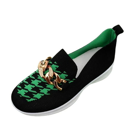 

PMUYBHF Black Sneakers For Women Comfortable Wide Ladies Fashion Breathable Mesh Metal Chain Decoration Thick Sole Casual Sports Shoes