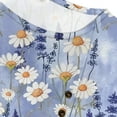 thumbnail image 3 of CLOOCL Daisy Printed Blouse Short Sleeve Shirts Purple Women Fashion Tops, 3 of 6