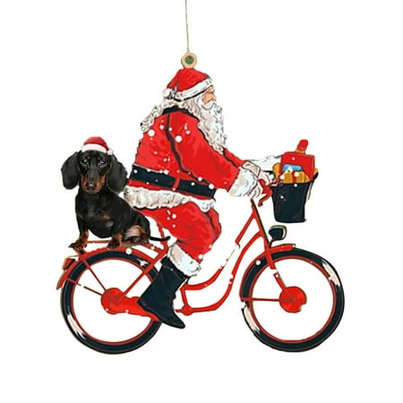 

Christmas Pendant Painted Acrylic Santa Bike Puppy Xmas Tree Hanging Ornament for Home Window Car New