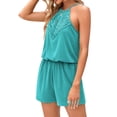 thumbnail image 3 of Summer Stylish Women Casual Summer Short Halter Jumpsuit with Pockets Solid Color Romper, 3 of 6