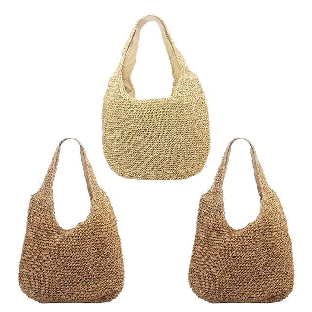 Bolso de hombro de paja para mujer, bolso de mano tipo cubo, tejido de playa de verano, bolso tejido a mano