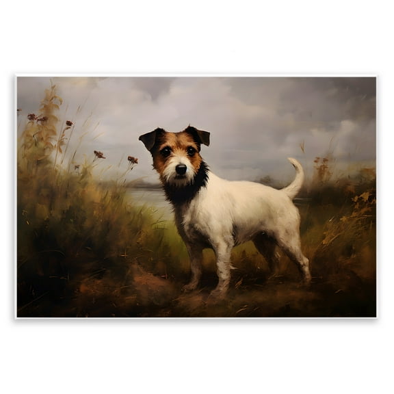 Stupell Industries Jack Russell Terrier Landscape Landscape Painting Unframed Art Print Wall Art, 15 x 10