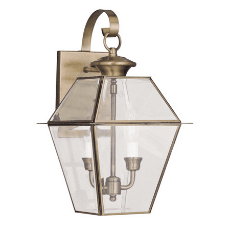 

Wall Sconces 2 Light With Clear Beveled Glass Antique Brass size 17 in 120 Watts - World of Crystal