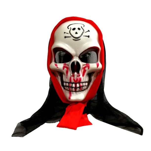 Máscara de cosplay con forma de esqueleto con capucha y terror para fiesta de Halloween
