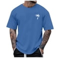 thumbnail image 1 of T-shirts pour Hommes Été Plage Imprimé Petit Arbre Blouse Manches Courtes Col Rond Hauts pour Tenue Décontractée, 1 of 4