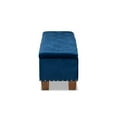 thumbnail image 4 of Contemporary Navy Blue Velvet Fabric Upholstered Button-Tufted Storage Ottoman Bench, 4 of 5