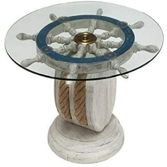 NauticalMart Unique Wood Ship Wheel Nautical Theme Decorative Coffee Table 30"