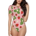 thumbnail image 2 of Picia Strawberries Womens One Piece Swimsuits Modest Tummy Control Bathing Suits Lace Up Slimming Swim Suit-Large, 2 of 9