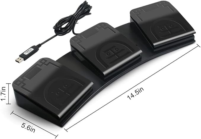 USB Foot Pedal PC 3 Key Foot Pedal Customized Foot Switch Programmable Computer Keyboard Mouse for Video Game Control Office Work Sheet Music Page Turner Action Control HID Yellow/Black