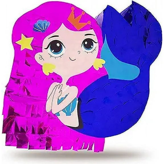 Mermaid Pinata for Mermaid Theme Party Favor Supplies with Smile Birthday Anniversary Celebration Party Supplies (16.5 x 13.5 x 4.3 inches)