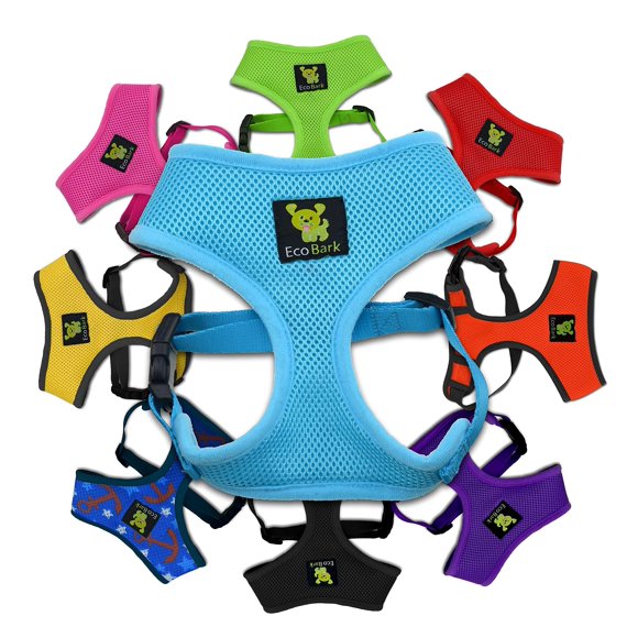 Arnés Para Perros Ecobark Azul - Arneses Ecológicos Max Comfort - Lujoso Cabestro De Malla Suave - Chaleco Con Arnés Sobre La Cabeza - Sin Tirones Ni Estrangulamiento