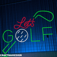 thumbnail image 2 of Craftnamesign Let's Golf Led Sign, Golf Club Wall Decor, Sport Player Fan Club Wall Art, 2 of 4