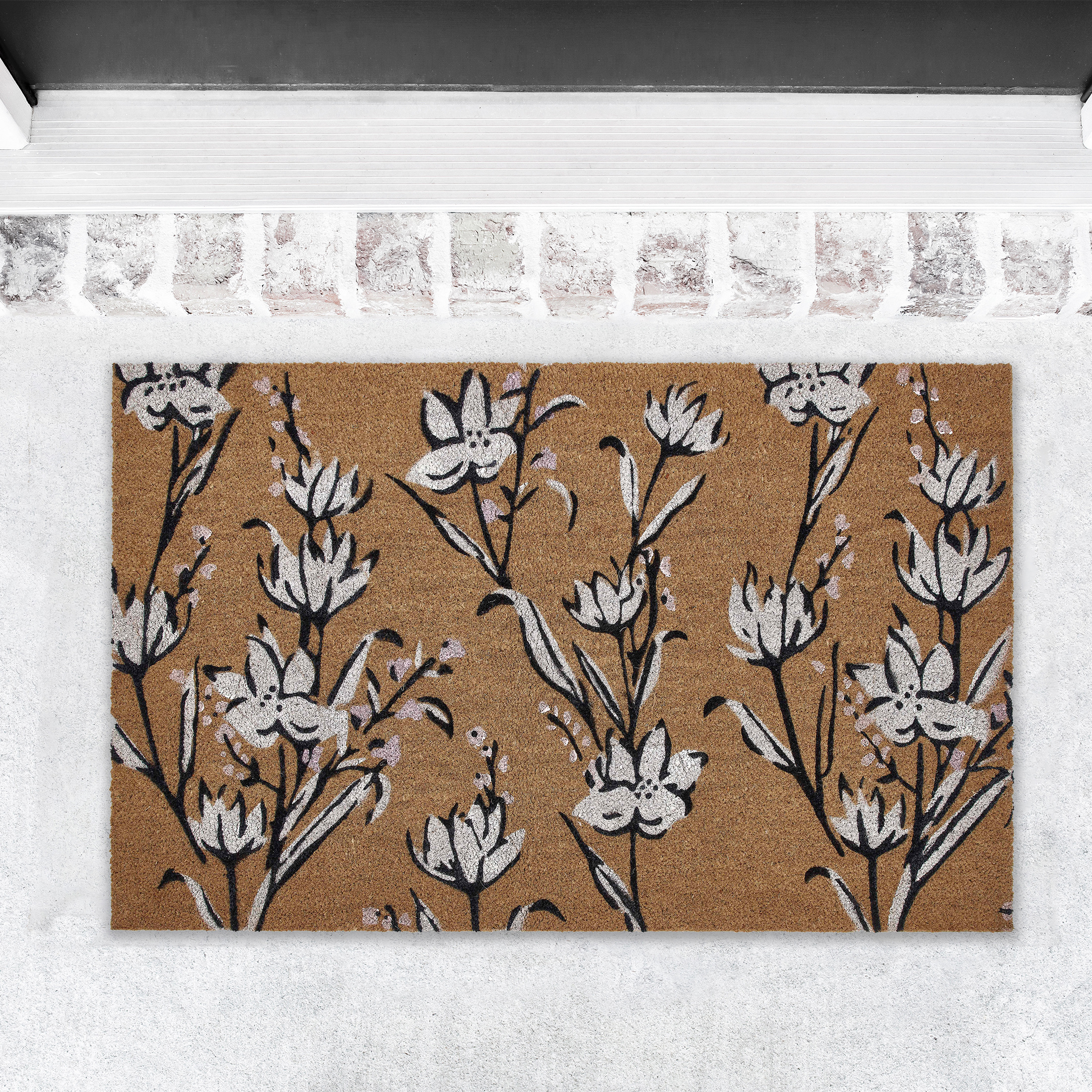 My Texas House Vertical Floral Natural/White Outdoor Coir Doormat, 18" x 30" - image 2 of 5