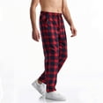thumbnail image 5 of Men's Plaid Casual Pants Soft Elastic Waist Trousers Fabric Straight Leg Pants Drawstring and Pockets, 5 of 5