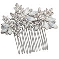 thumbnail image 1 of Flower Shape Bridal Hair Comb Elegant Design for Women Wedding Party 1Pcs Silver Accessories, 1 of 5