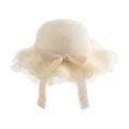 thumbnail image 3 of Girls Straw Sun Hat Cute Summer Wide Brim Sun Protection Beach Hat (White One Size), 3 of 4