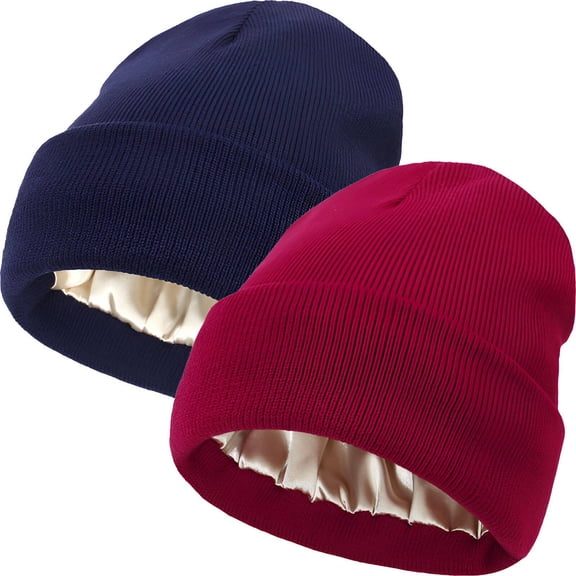 TELOLY 2026 New 2Pcs Winter Hats for Men Soft Skin Friendly Touch Beanie for Men Gentle Warmth Mens Beanie Navy Blue & Wine Red for Outdoor Commuting Weekends Cold Weather.