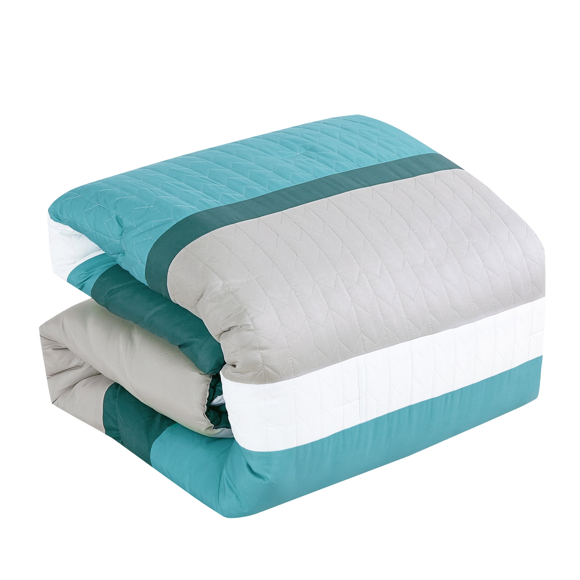 EvJK 6-Piece Comforter Set – Quilted Contemporary Soft & Cozy Comforter with Matching Shams and Decorative Cushions, Queen