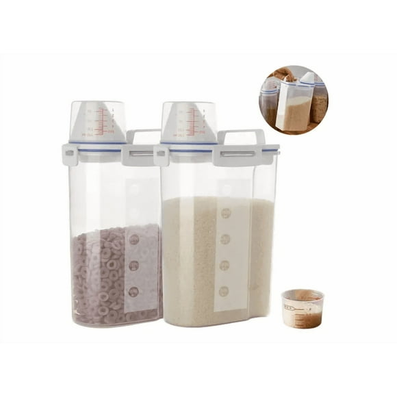 2 Dispensadores De Cereal Herméticos Plástico Contenedores Xtellar blanco