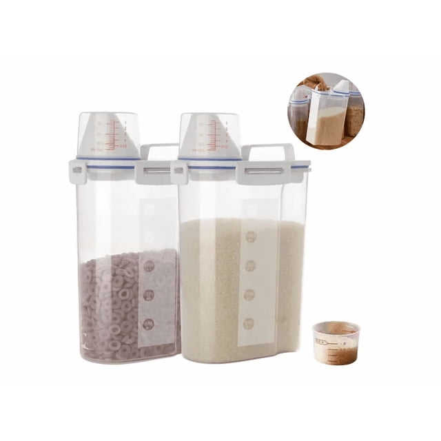 2 Dispensadores De Cereal Herméticos Plástico Contenedores Xtellar blanco
