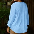 thumbnail image 6 of Endives Cotton Linen Shirts For Women V Neck Long Sleeve T Shirt Tee Casual Thin Breathable Blouses Summer Vacation Tops Light Blue, 6 of 7