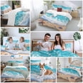 thumbnail image 5 of 3 Piece Ocean Beach Duvet Cover Set Twin Size,Microfiber Comforter/Quilt Cover with Corner Ties and 2 Pillowcases,Coastal Nautical Starfish Shells Sea Waves All Season Bedding with Zipper Closure, 5 of 8