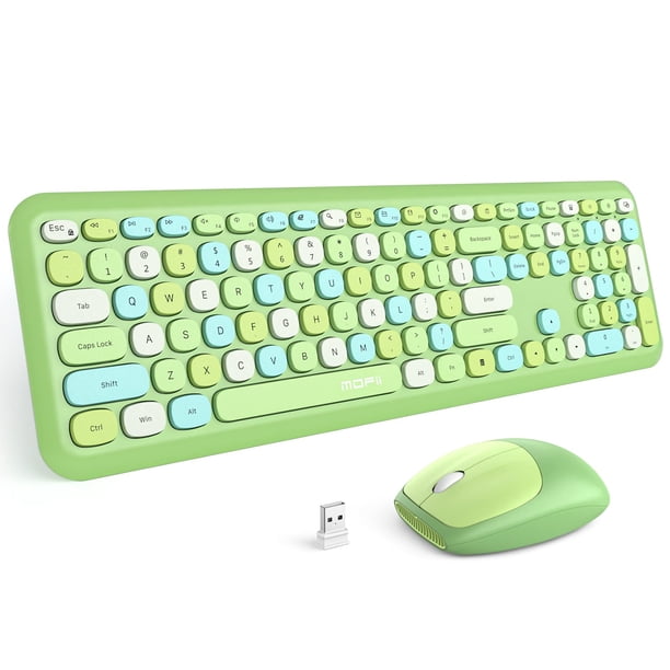 Mofii Combo De Teclado Y Mouse Inalámbricos Silent Slim Compact 2.4G Usb Combo De Teclado Y Mouse Inalámbricos De Tamaño Completo Lindo Teclado De 110 Teclas Para Pc, Portátil, Macbook, Tableta, Compu