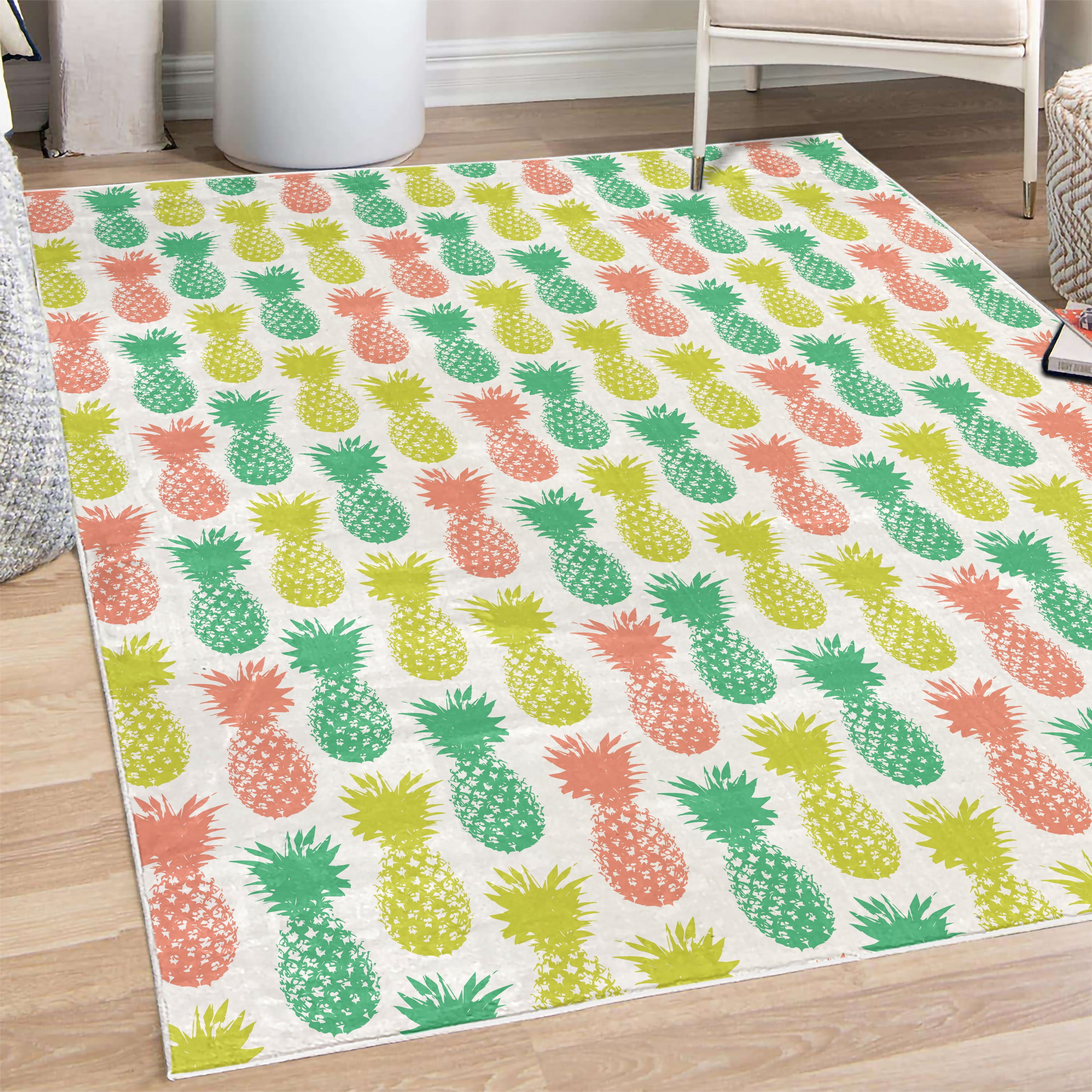 Pineapple Rug Wool Pineapple Decorative Rug, Summer Island Tropic Fruit Pattern Stamped ...
