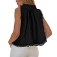 thumbnail image 4 of vigerkar Women Summer Boho Lace Tie Front Tank Beach Vacation Top Button Down Sleeveless Cardigan Crop Y2k Tops Black, S, 4 of 7