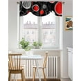 thumbnail image 3 of Abstract Red Tie Up Valances Curtain, Adjustable Kitchen Black Grey Circle Modern Geometric Art Valances for Windows Decor, Rod Pocket Short Curtains Set for Bedroom/Bathroom, 60"x18", 3 of 8