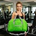thumbnail image 4 of Lightweight Foldable Gym Duffle Bag with Separate Shoe Compartment Water Bottle Pocket Detachable Strap for Travel Sports Weekend Trip,Light Green, 4 of 7