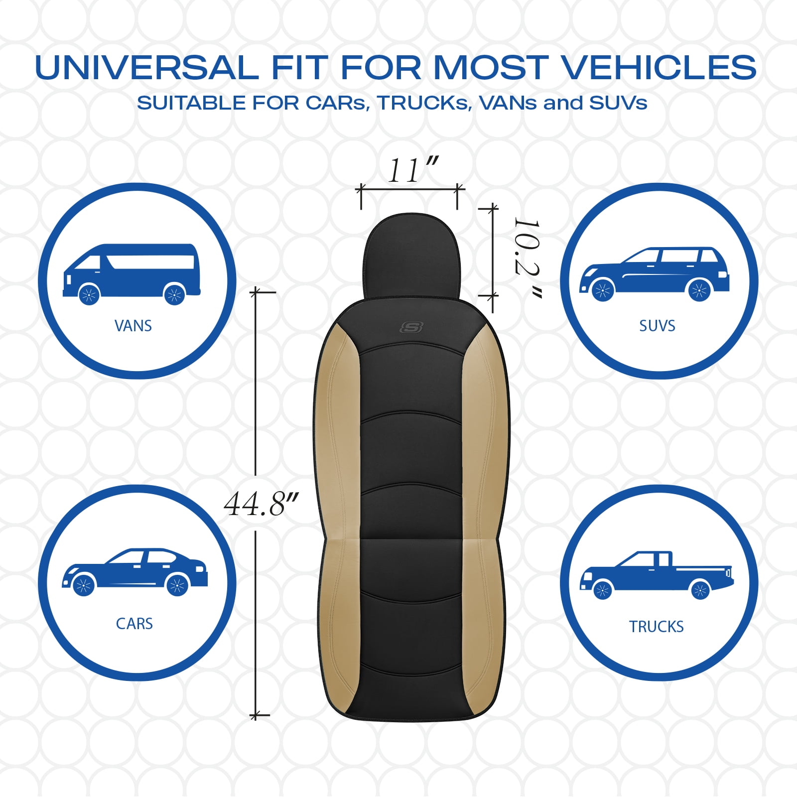 Skechers Lycra Memory Foam Car Seat Covers,Soft,Comfortable,Universal Fit for Cars,Trucks and SUVs Beige