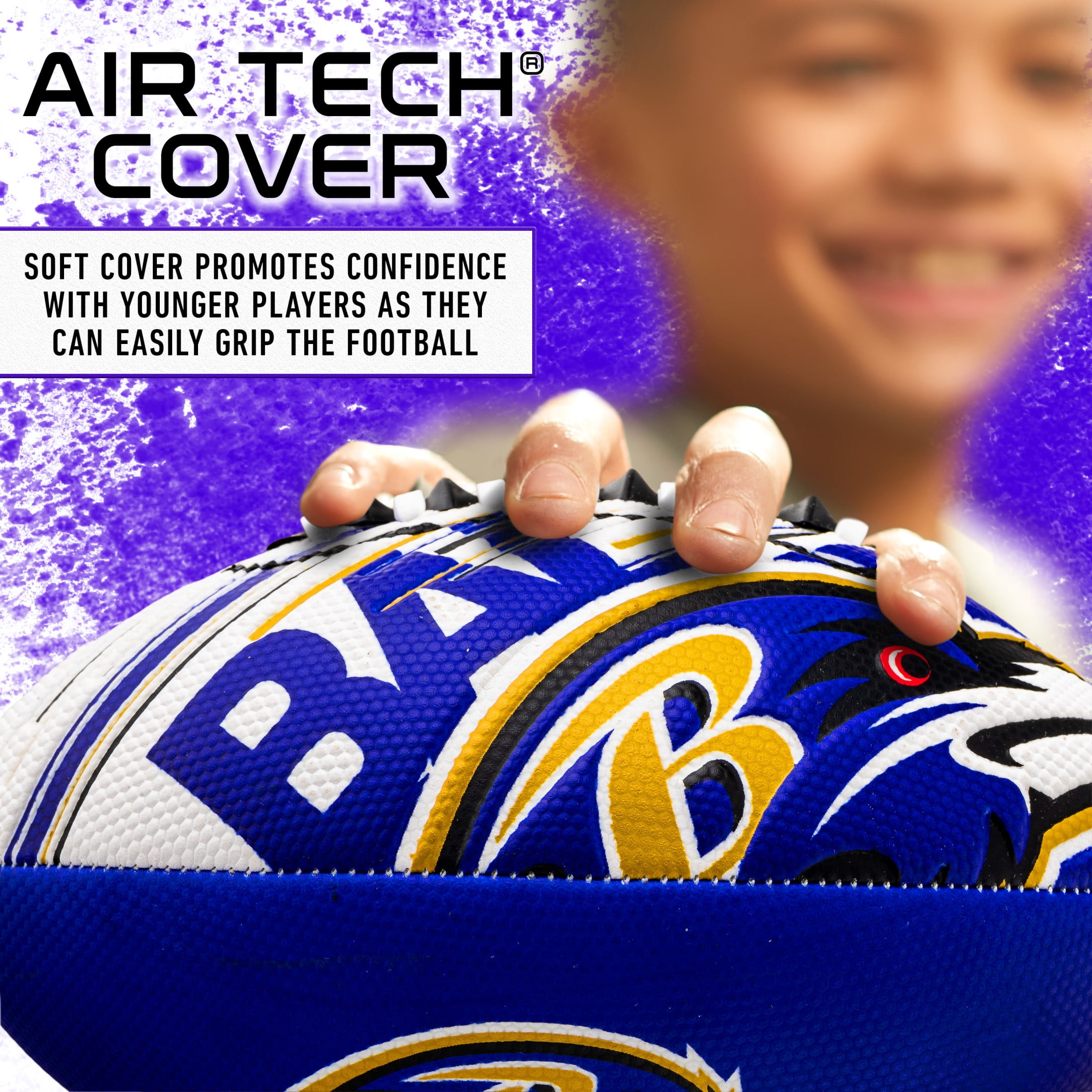 NFL Baltimore Ravens Football - Youth Mini Football - 8.5" Football- SPACELACE Easy Grip Texture- Perfect for Kids !