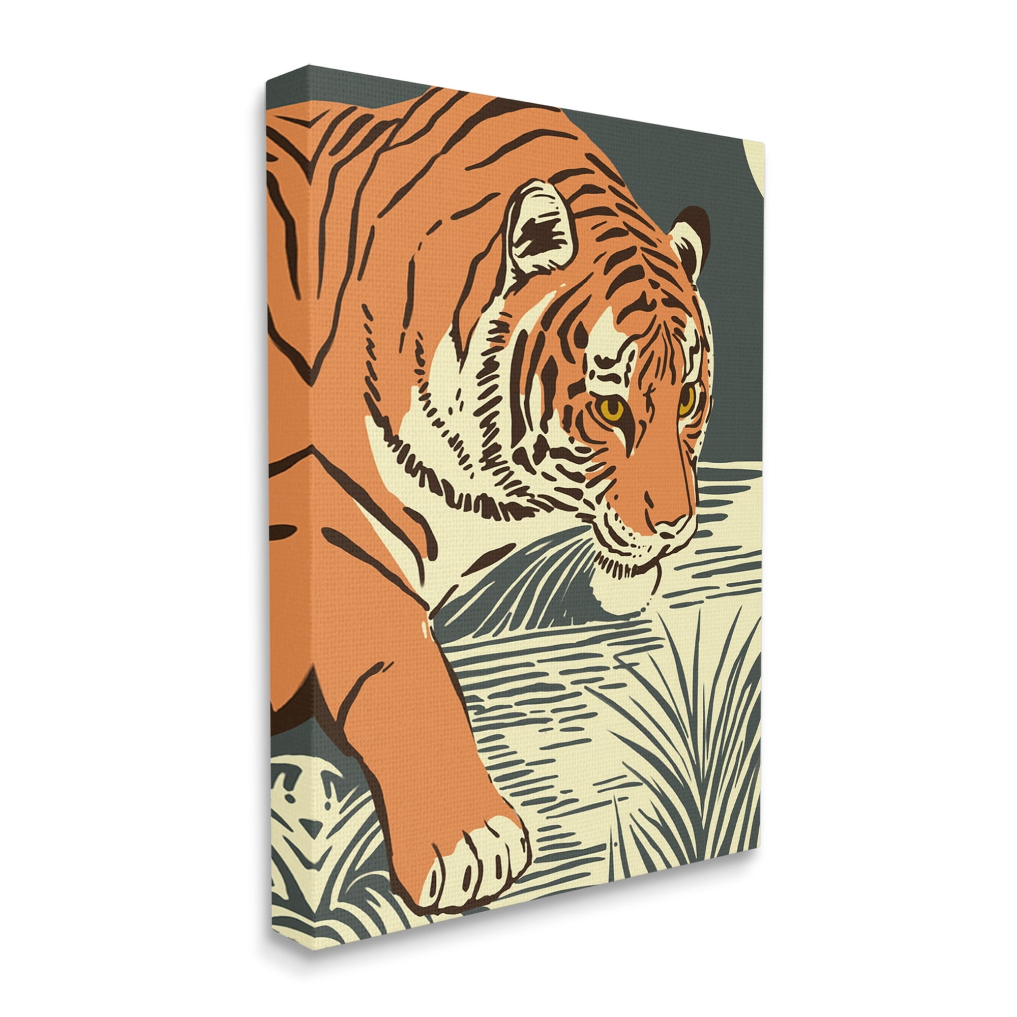 Stupell Industries Contemporary Tiger Jungle Nature Animals & Insects Painting Gallery Wrapped Canvas Print Wall Art