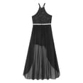 thumbnail image 4 of CHICTRY Kids Girls Floral Lace Proms Party Jumpsuit Shiny Sequins Asymmetrical Chiffon Dress Black 8, 4 of 5