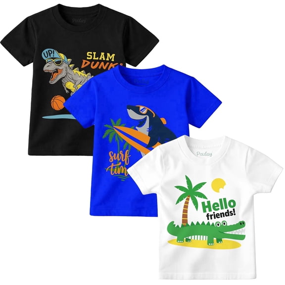Dinosaur, Shark & Alligator T-Shirts 3-Pack, Toddler Sizes 18M-5T