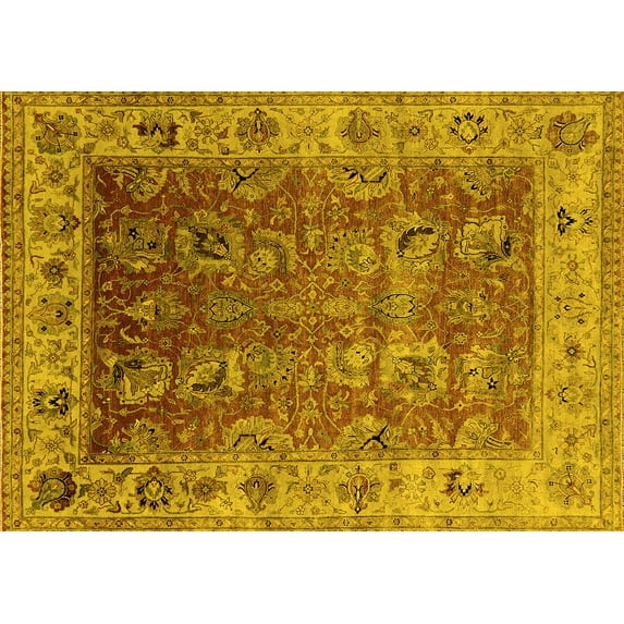 Ahgly Company Indoor Rectangle Oriental Yellow Traditional Area Rugs, 3' x 5'