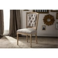 thumbnail image 6 of Baxton Studio Estelle Chic Cottage Weathered Oak Fabric Button-tufted Dining Chair, 6 of 10