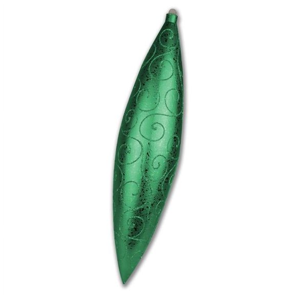Queens of Christmas ORN-FIN-A-19-GR 19 in. Glitter Swirl Finial Ornament, Green