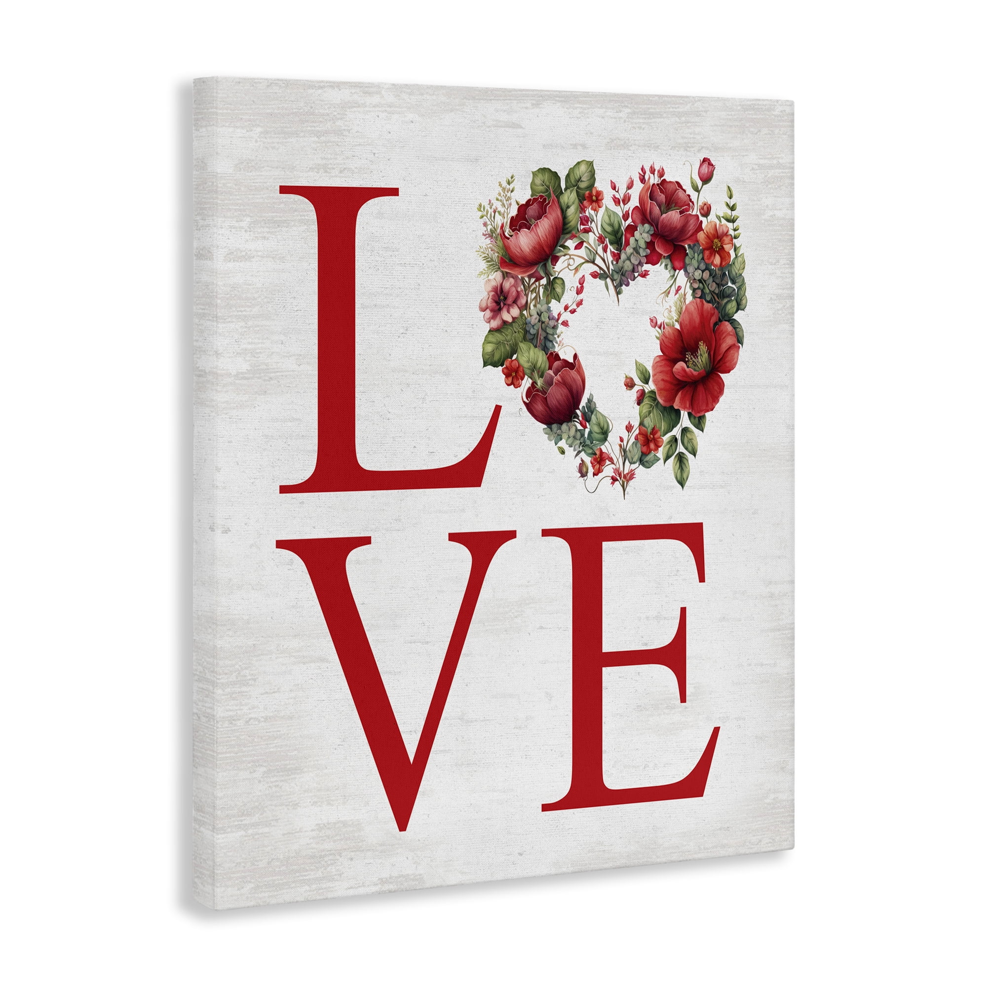 Stupell Industries Love with Heart Wreath Botanical & Floral Painting Gallery Wrapped Canvas Art Print Wall Art, 16 x 20