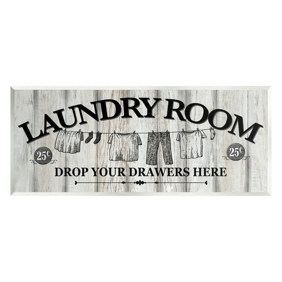 Stupell Industries Charming Farmhouse Laundry Typography Painting Unframed Art Print Wall Art, 17 x 7