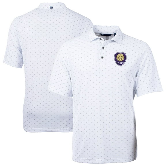 Men's-Cutter & Buck  White Orlando City SC Big & Tall Virtue Eco Pique Tile Print Recycled Polo