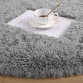 thumbnail image 5 of Gray Fluffy Shag Area Rug,Topboutique Anti-Slip Plush Area Rugs,Soft Round Carpet for Teen's Room,Indoor Cute Carpet for Nursery,Baby Bedroom,4 ft Circle Living Room Mats, 5 of 9