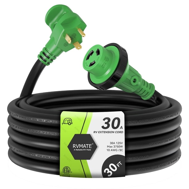 Cable de extensión de alimentación con cierre para RV, RVMATE, 30 A, 30 pies con asa