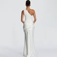 thumbnail image 6 of Aellinatey Women's One Shoulder Bodycon Maxi Dress Satins Ruched Formal Gown for Cocktail, 6 of 18