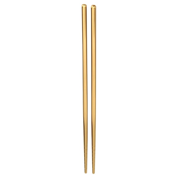 1 par de palillos de acero inoxidable, vajilla, palitos de comida antideslizantes, dorado