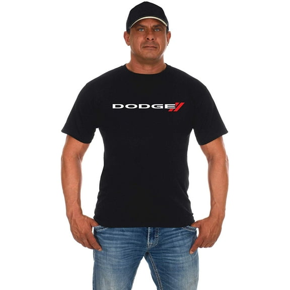 JH Design Group Men's Dodge Emblem Black Crew Neck T-Shirt